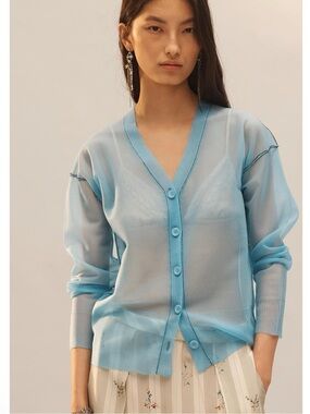 Zara Limited Edition sheer knit cardigan in aquamarine